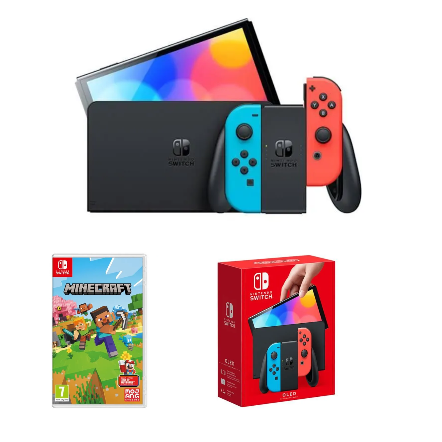 Pack Nintendo : Console Nintendo Switch + Minecraft (Code) + Sacoche de transport