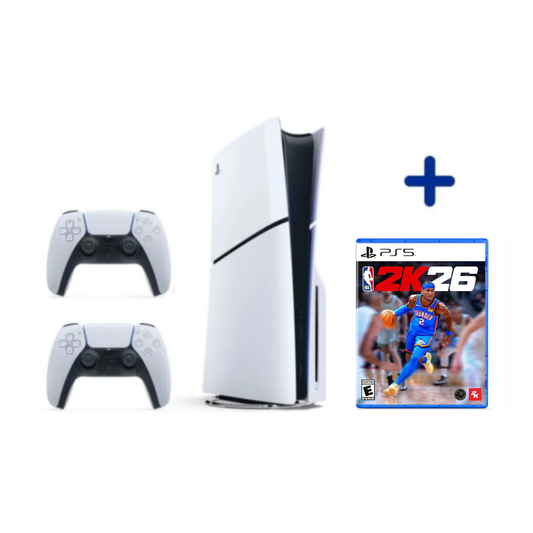 Pack PS5 Standard : Console PS5 (Modèle Slim) + Manette DualSense Blanche + NBA 2K26